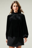 Dilma Velvet Figaro Balloon Sleeve Blouse - Cherry