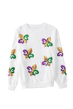 Sequin Mardi Gras Graphic Sweatshirt