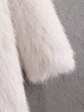 Stylish Loose Midi Faux Fur Coat - White