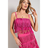Rhinestone Suede Fringe Tank Top