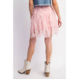 Cascading Tulle Mesh Layered Mini Skirt