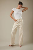 Boat Neck Short Sleeve Back Cowl Neck Knit Top- White