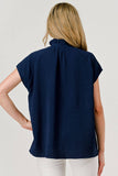 Lila Button Down Short Sleeve Game Day Top
