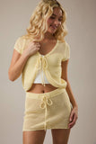 Crochet Front Tie Top- Yellow