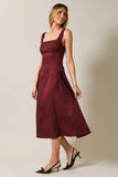Square Neck Sleeveless Fit & Flare Midi Dress