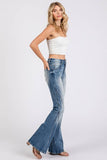 Jackie High Rise Detailed Stretch Flare Jeans - Blue