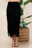 Fringe Skirt-Western Fringed Piñata Midi Skirt