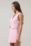 Kassy Checker Chelsea Button Up Vest- Pink