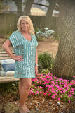 Soulmate Woven Sequins V-Neck Tunic Dress - Dusty Sage