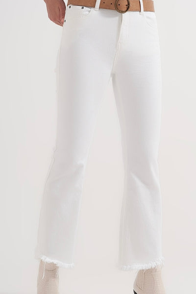 The Q2 Straight Wide Leg Jeans - White