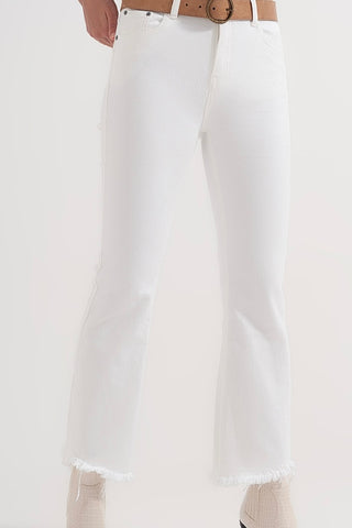 The Q2 Straight Wide Leg Jeans - White