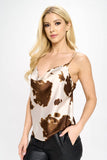 Western Cow Print Silky Satin Tank Top