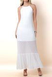 Mabel Mesh Striped Detail Round Neck Maxi Dress