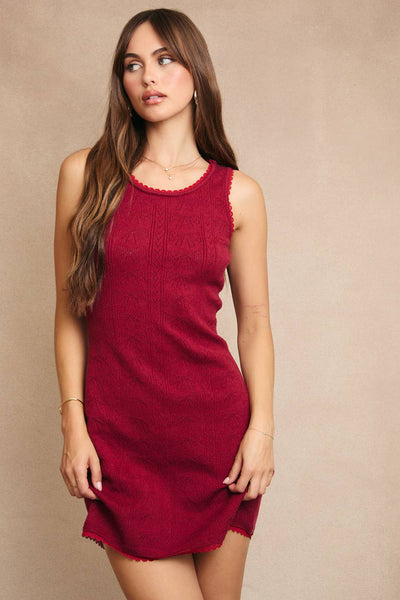 Kara Sleevelsss Mini Dress - Maroon