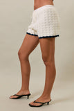 High Waist Contrast Detail Shorts-Ivory