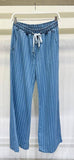 Venti6 Chambray Drawstring Pinstripe Wide Leg Pants