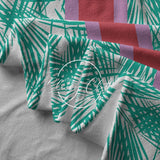 Beach Towel- Aqua Palm w Pink Stripe RTS