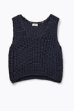 The Q2 Crochet Cropped Vest with Sequin Thread- Navy