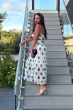 Italian Strapless Tulle Polka Dot Midi Dress