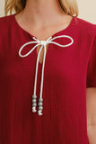 Cotton Gauze Ribbon Tie Mini Dress