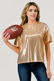 Metallic Slinky Shimmer Game Day T-Shirt Top