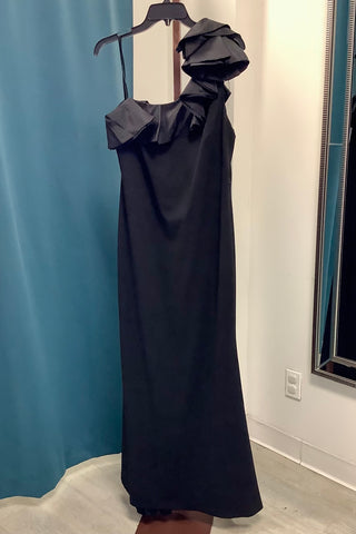 Jessica Howard Ruffled One Shoulder Gown - Black
