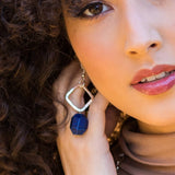 Silver-Plated Long Earrings With Lapis Stones