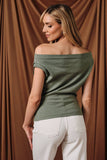 Wide Neck Pleated Knit Top