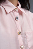 The Q2 Silky Shirt with Button Medley- Pink