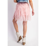 Cascading Tulle Mesh Layered Mini Skirt