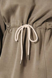 Burgundy Crew Neck Drawstring Waist Mini Dress