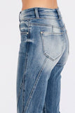 Jackie High Rise Detailed Stretch Flare Jeans - Blue