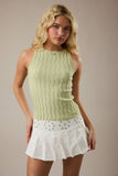 Boat Neck Sleeveless Structured Sweater Top