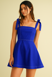 Game Day Strap Tie Flowy Mini Dress