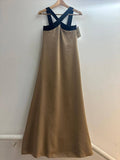 Italian Two-tone Contrast Halter Neck Maxi Dress