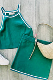 Set Match Crop Halter Tank Top - Green