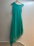 Italian Long Fitted Asymmetrical Neck Mesh Dress