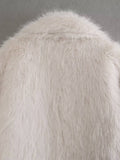Stylish Loose Midi Faux Fur Coat - White