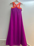 Italian Two-tone Contrast Halter Neck Maxi Dress
