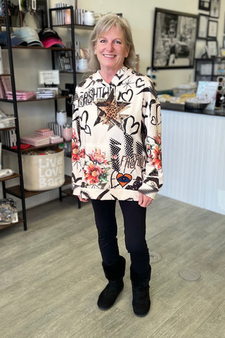 Italian Eclectic Street Art and Floral Graphic Hoodie