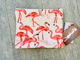 Block-Printed Canvas Pouch - Pink Flamingo