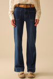 The Q2 Dark Wash Wide Leg Jeans- Blue
