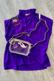 Lila Button Down Short Sleeve Game Day Top