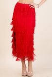 Fringe Skirt-Western Fringed Piñata Midi Skirt