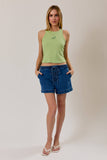 Electric Lime Beaded Rib Tank