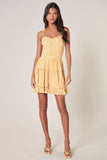 Doreen Daisy Tie Strap Smocked Back Top- Yellow