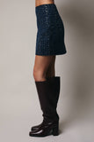 Denim & Sequin Mini Skirt- Denim