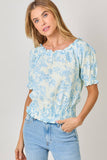 Mystree Double Gauze Printed On and Off Shoulder Top