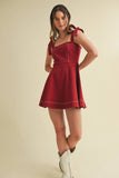 Game Day Strap Tie Flowy Mini Dress