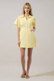 Durella Button Down Mini Dress- Yellow